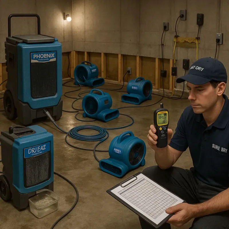 Structural Drying and Dehumidification process in Grand Forks Air Force Base, ND
